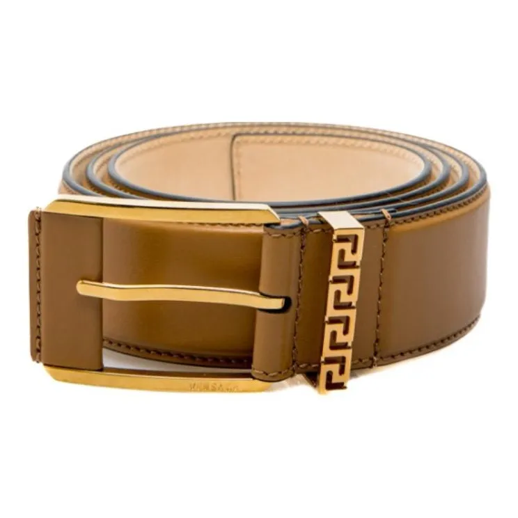 VERSACE Calfskin Leather Belts Men's Light Brown --0