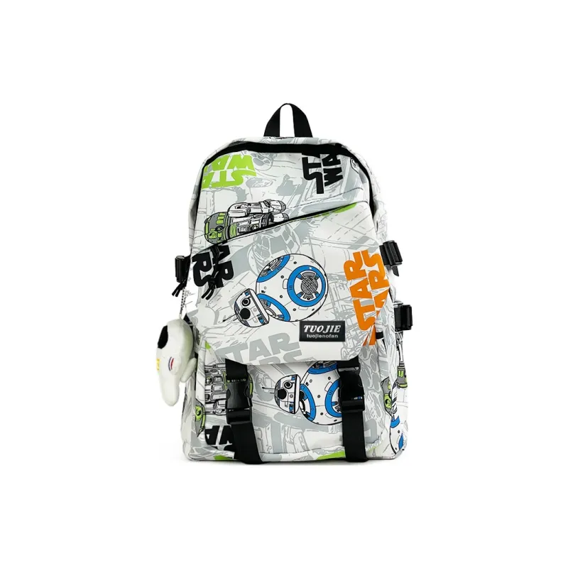 SURELAPTOP Nylon Backpack Unisex Black/Blue & White/Orange & White-31