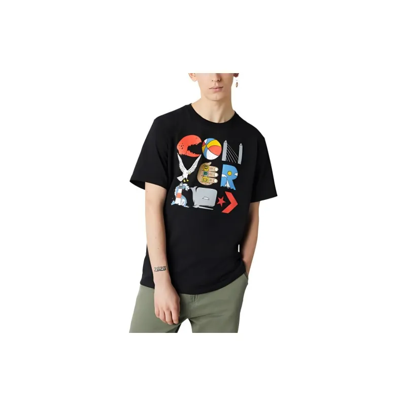 Converse WRECKING Crew ART T Shirt Men's Black-2