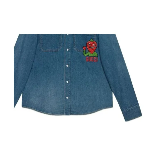 GUCCI Strawberry Patch Denim Jacket-5