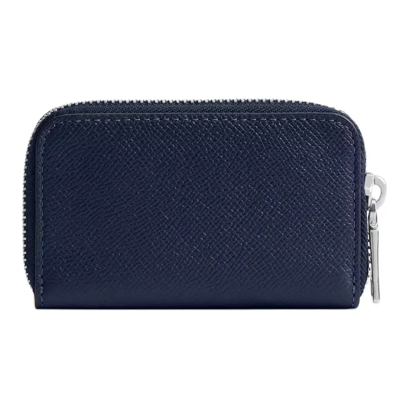 COACH Zip Around Leather Card Holder Small Size Women's Dark Blue-1