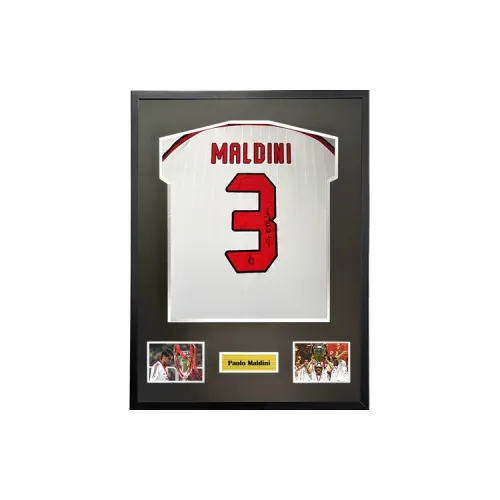Three For 06-07 UEFA Champions League Final AC Beige Blue Jersey Includes SA Certificate Framed
