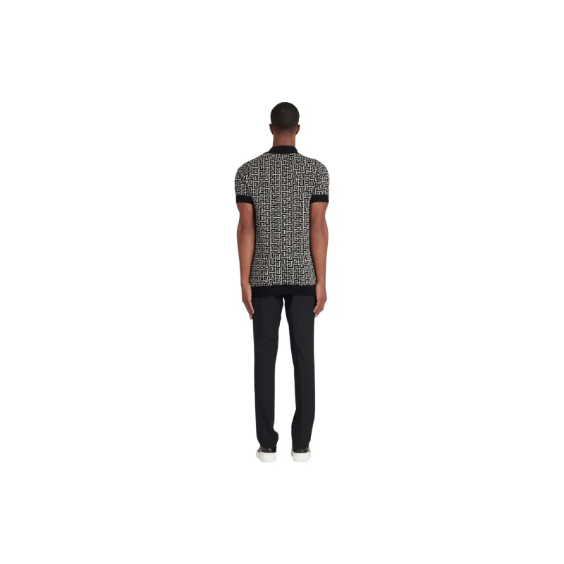 BALMAIN Pb Monogram Jacquard Polo Shirt-4