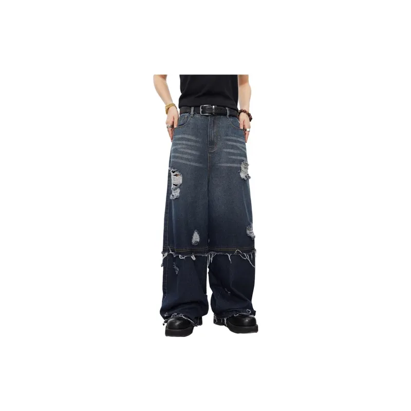 0-CROWORLD Jeans Men's Denim Blue-3