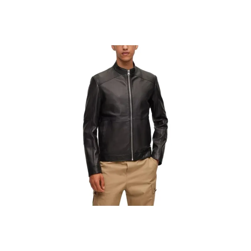 HUGO BOSS Leather Jacket Men's Black-4