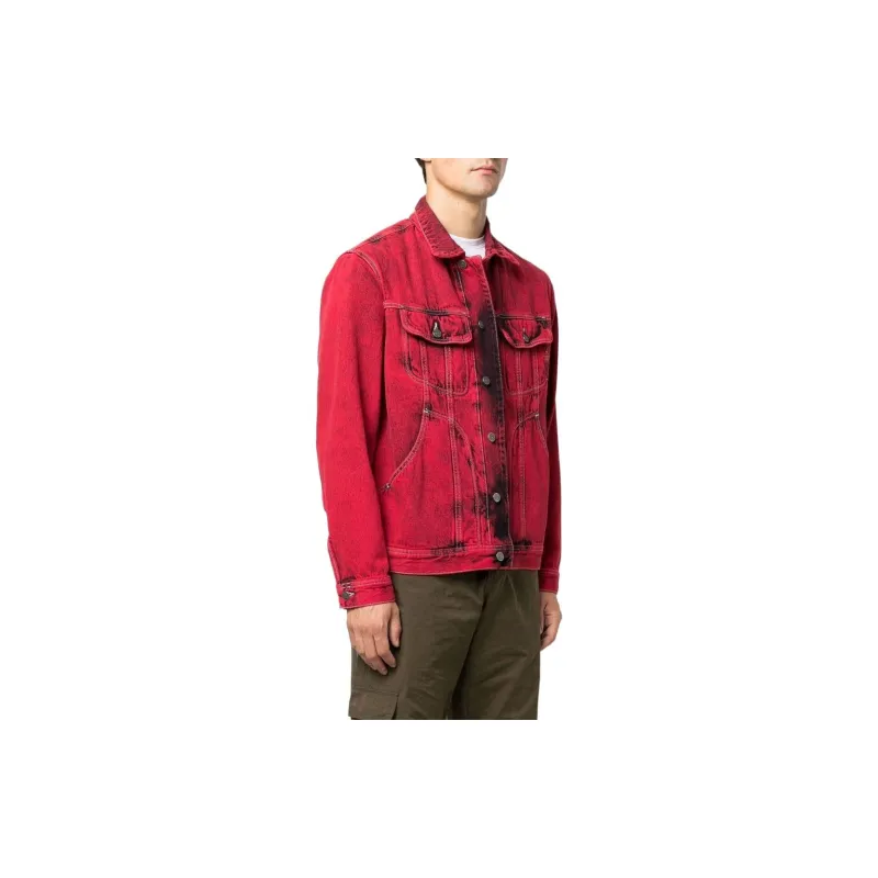 DIESEL Denim Jackets Men Red-3
