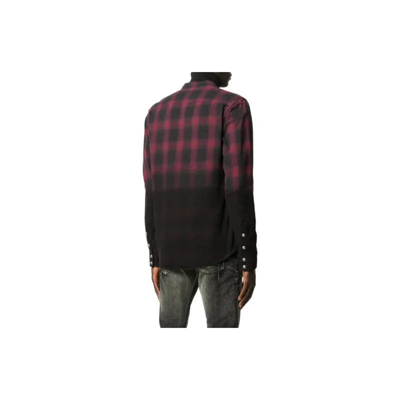 BALMAIN Shirts Men Black Red-2