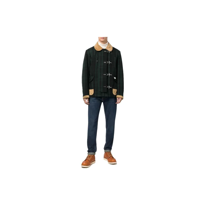 FAY Logo Patch Checked Jacket-4