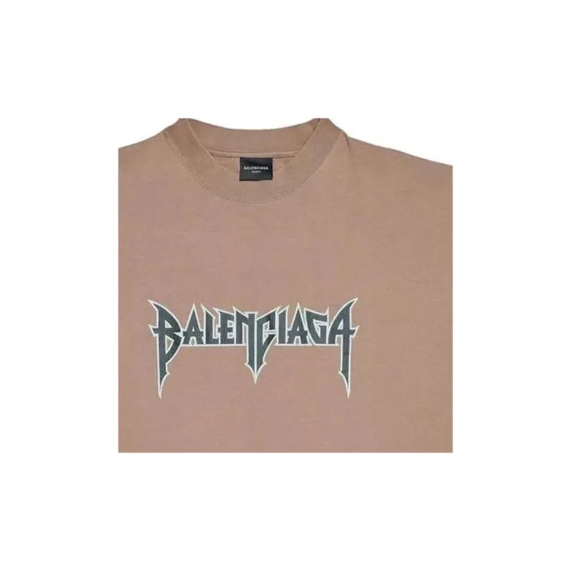 Balenciaga T Shirt Men's Brown Loose Fit Style-5