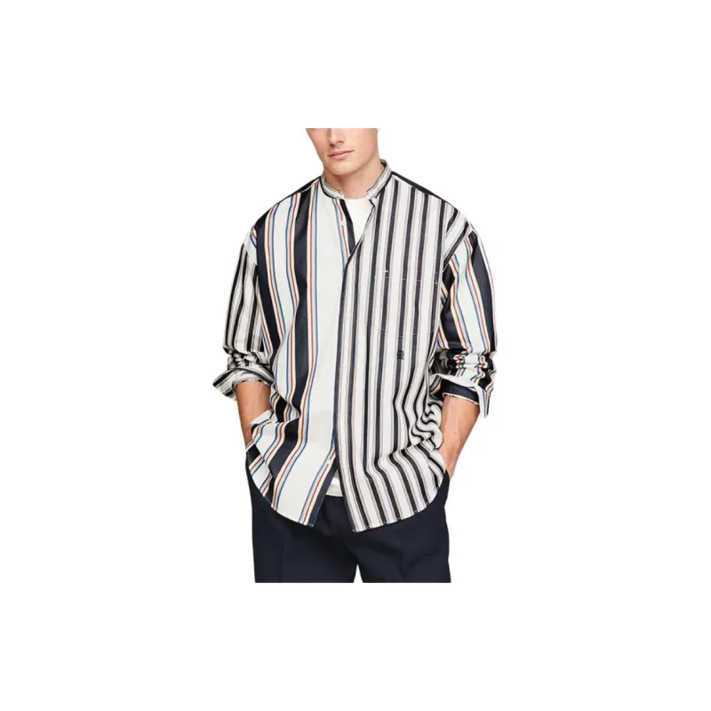 Clot X Tommy Hilfiger CLOT Co branded Model Shirts Unisex Navy Blue With White 0K4-3