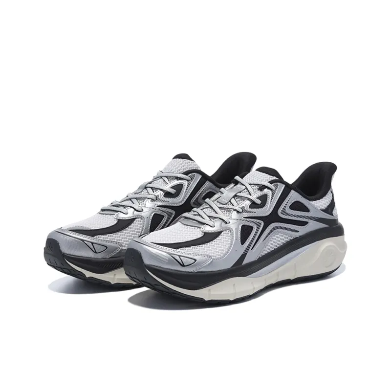 BMAI Pioneers Thick Tao Cushioning Coverage Support Breathable Mid Top Running Shoes Women's Silver Gray-2