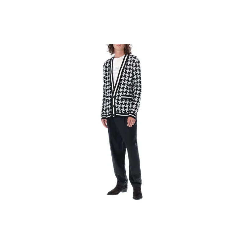 BALMAIN Houndstooth Knitted Cardigan-1