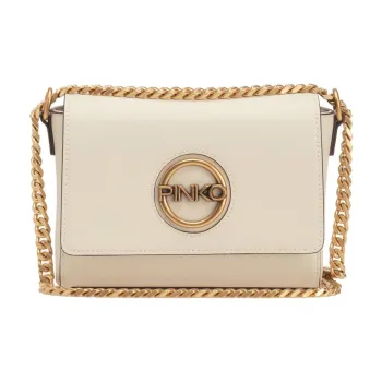 PINKO Synthetic Leather Shoulder Bag, Crossbody Bag Women's Beige