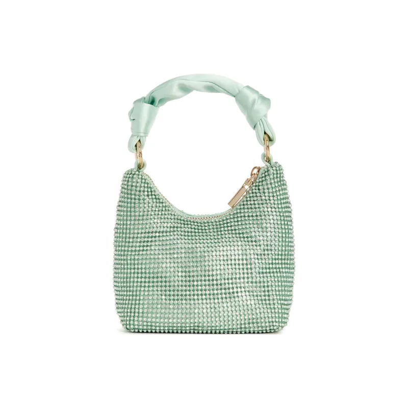 GUESS Metal Mesh One Shoulder Crossbody Rhinestone Bag Handbag Mini Women's Blue-2