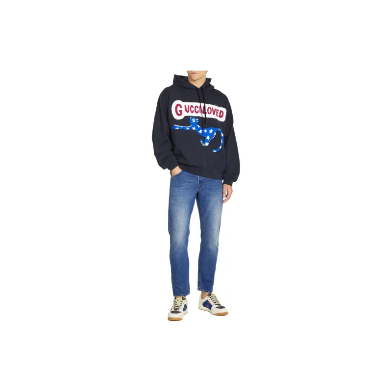 GUCCI Logo patch Cotton Hoodie-1
