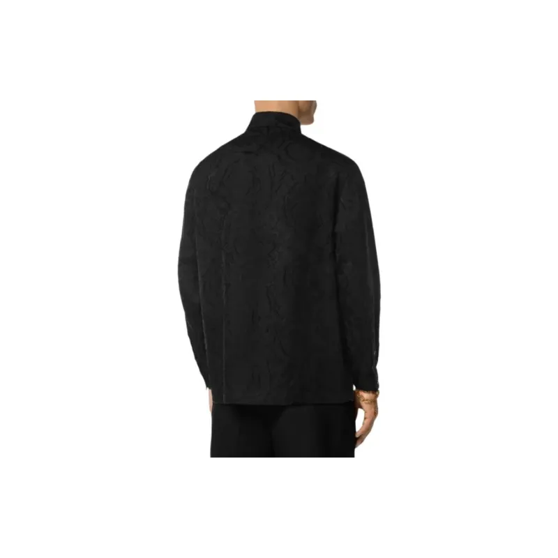 VERSACE Patterned Jacquard Long Sleeved Buttoned Shirt-4