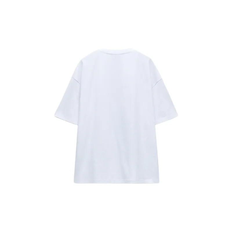 ZARA x YISHUJIA LIANMINGKUAN Drop Shoulder Sleeve T-Shirt Women's White-1