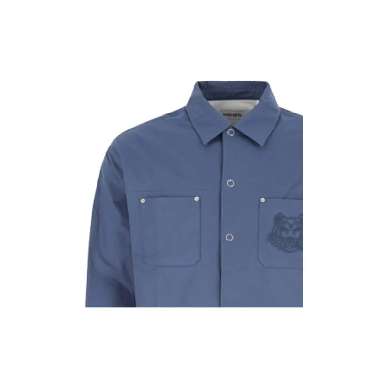 KENZO Classic Tiger Head Shirt Men's Blue-4