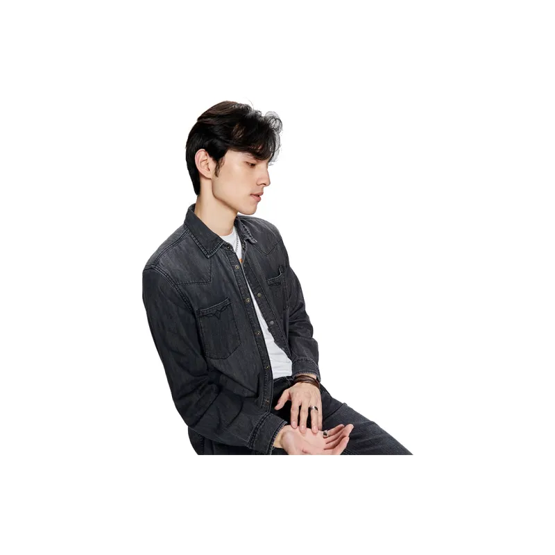 Lee Shirts Men Black Gray Color-4