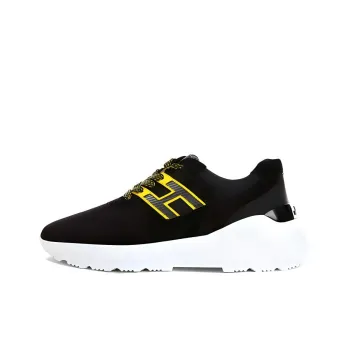 HOGAN Active One Cushioned Anti Slip And Wear Resistant Lightweight Low Top Casual Shoes Men's Black Yellow White