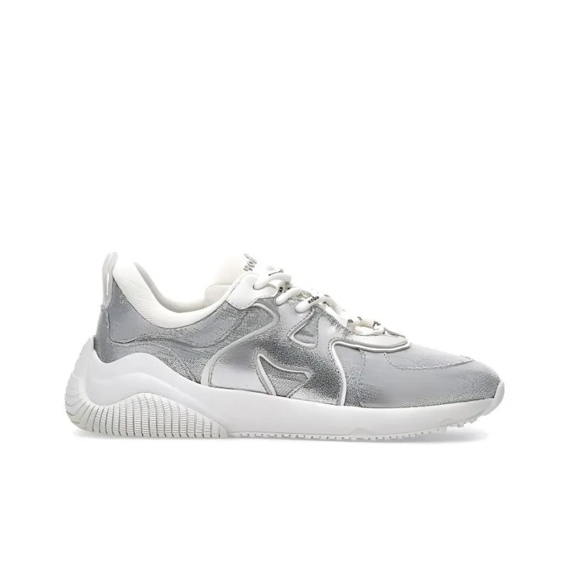 HOGAN H597 Cushioned Slip Resistant Abrasion Resistant Low Top Casual Shoes Women's Silver White-1
