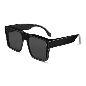 Sha Lehua TR/Memory Plastic Irregular Shape Sunglasses Unisex Bright Black, Ecru, Translucent Gray