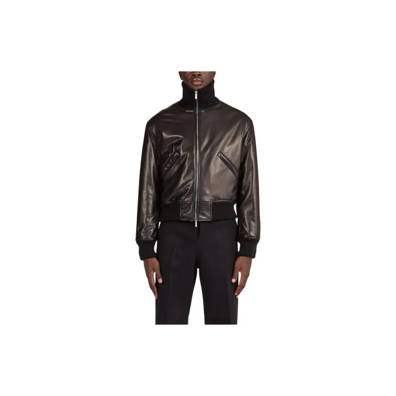 Ferragamo High neck Zipped Leather Jacket-2