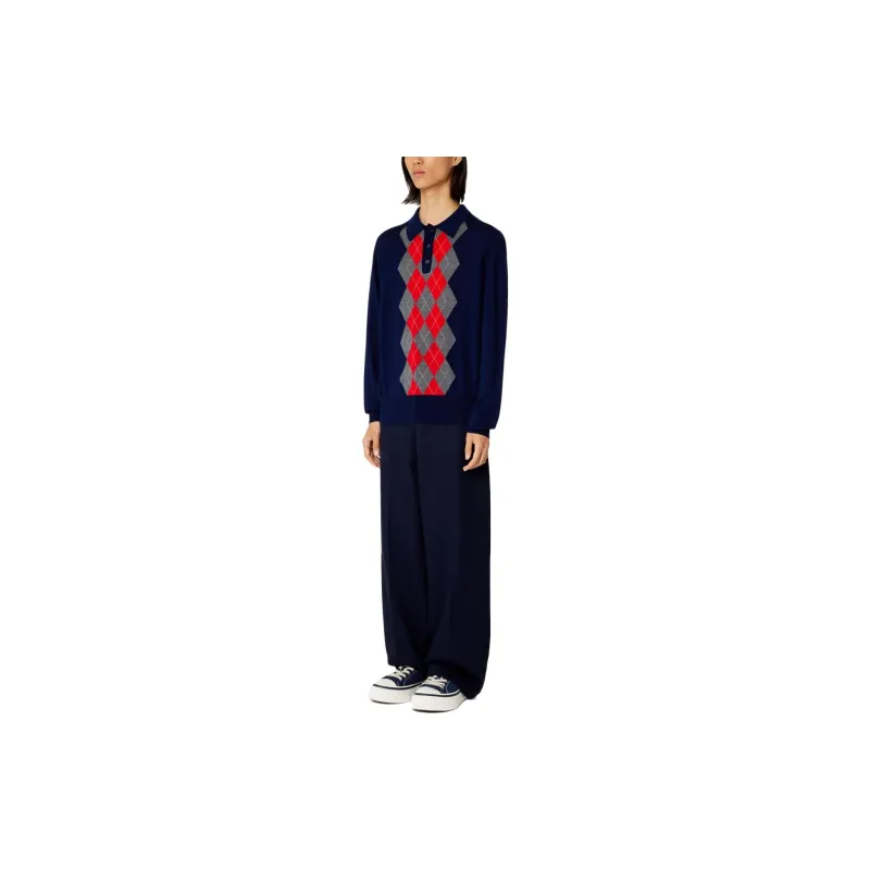 AMIPARIS Argyle check Knit Polo Shirt-2