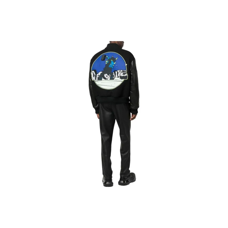 OFF WHITE Logic Patch Varsity Jacket-2