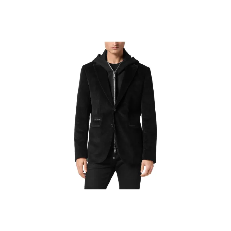 PHILIPP PLEIN Hooded Velvet Blazer-1