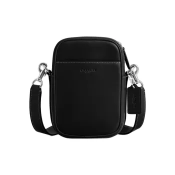 COACH Hitch Natural Grain Leather Crossbody Bag, Shoulder Bag Medium Size Men's Black