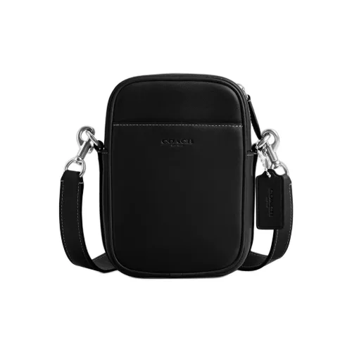 COACH Hitch Natural Grain Leather Crossbody Bag, Shoulder Bag Medium Size Men's Black