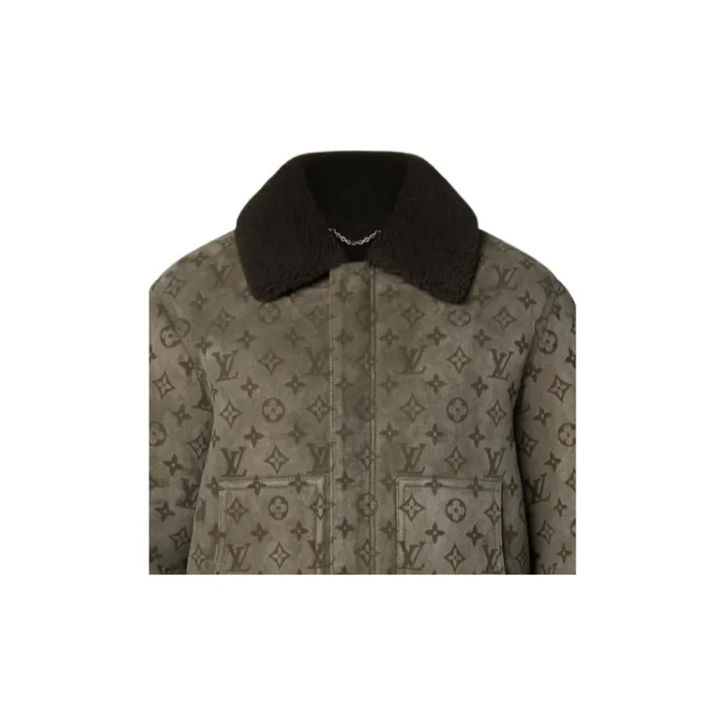 LOUIS VUITTON Leather Jacket Men's Brown-5