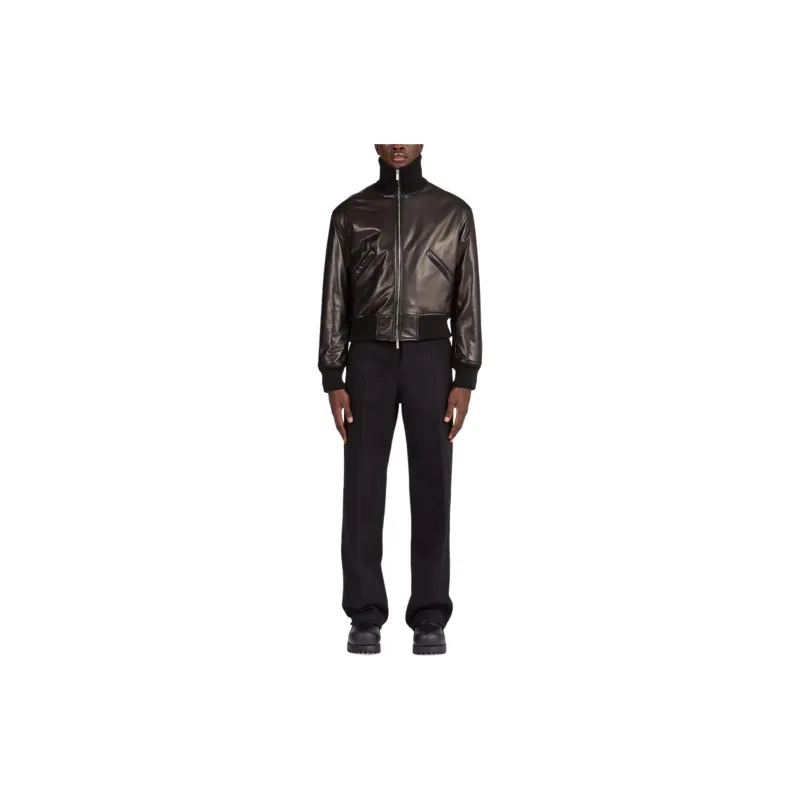 Ferragamo High neck Zipped Leather Jacket-1