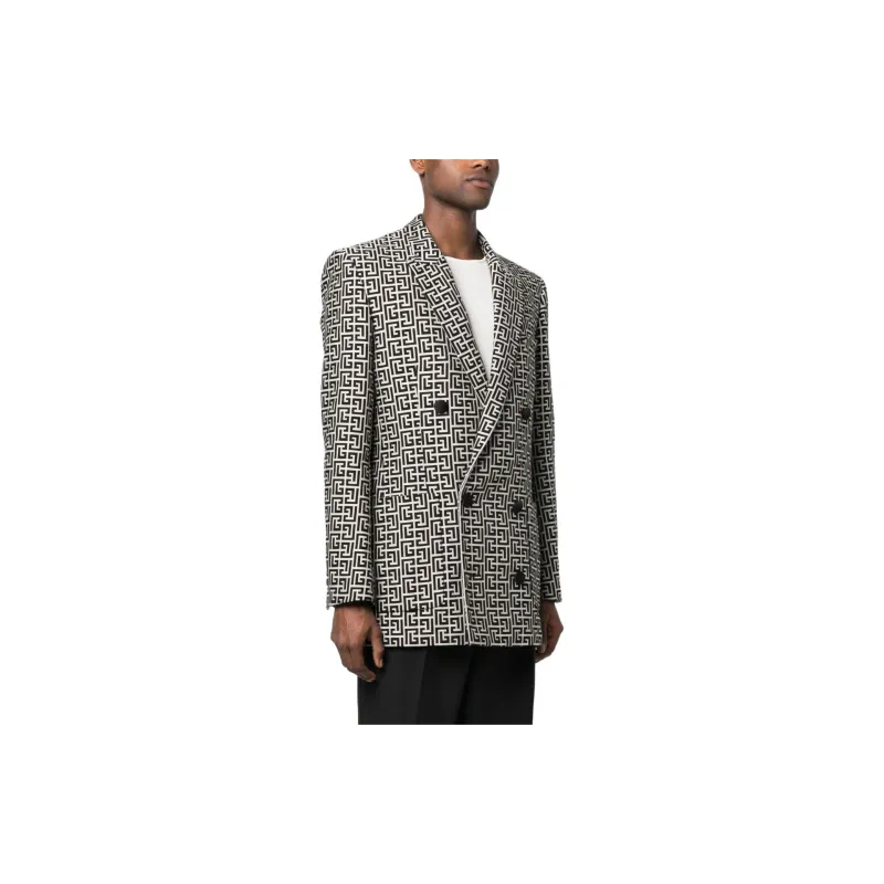 BALMAIN Business Suits Men Black/White-3