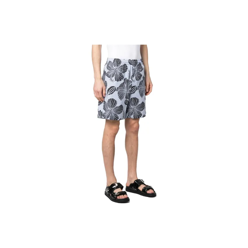 MSGM Striped Hibiscus Printed Shorts-3