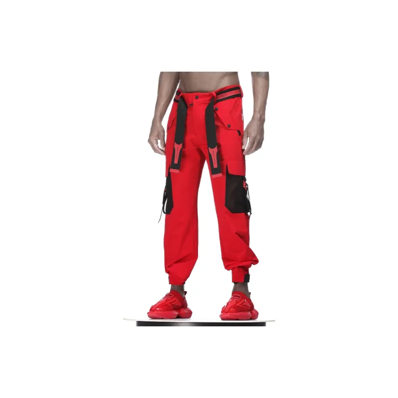 NORVINCY Mountaineering Travel Bright Color Trendy Pants Unisex Red-3