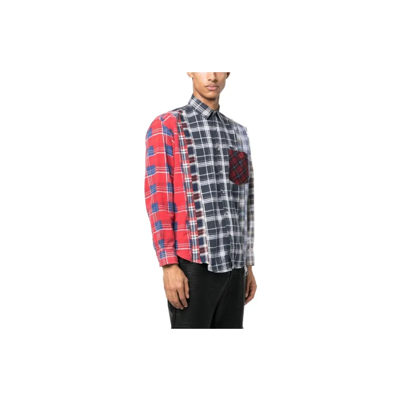 Needles Flannel Shirt 7 Cuts Wide Reflection Shirt-3