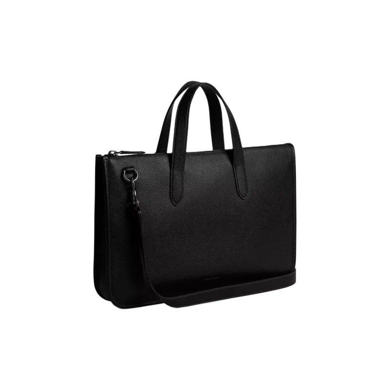 COACH Litchi Grain Leather Crossbody One Shoulder Handbag Tubas Men's Black-1