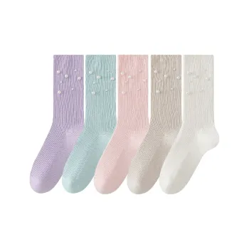 AUGUST Mid Calf Socks Women's 5 Pack Mixed Color
