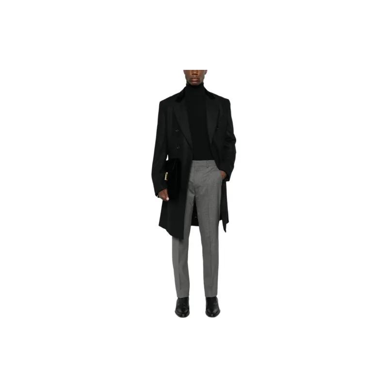 TOM FORD Double Breasted Velvet Detailed Coat-1