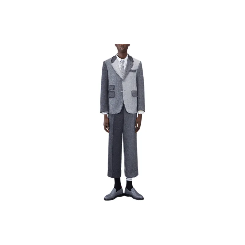 THOM BROWNE Panelled Frayed-Edge Blazer-3
