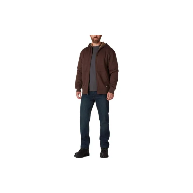Dickies High Pile Fleece Lined Full Zip Hoodie Jackets Coats Men's Brown-2