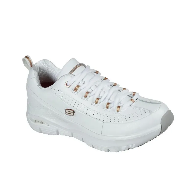 Skechers ARCH FIT SR Anti-Slip Wear-Resistant Low-Top Casual Shoes Women's White-1