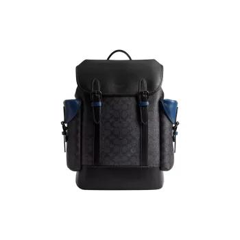 COACH Hitch Coated Canvas With Refined Calfskin Backpack Large Size Men's Black