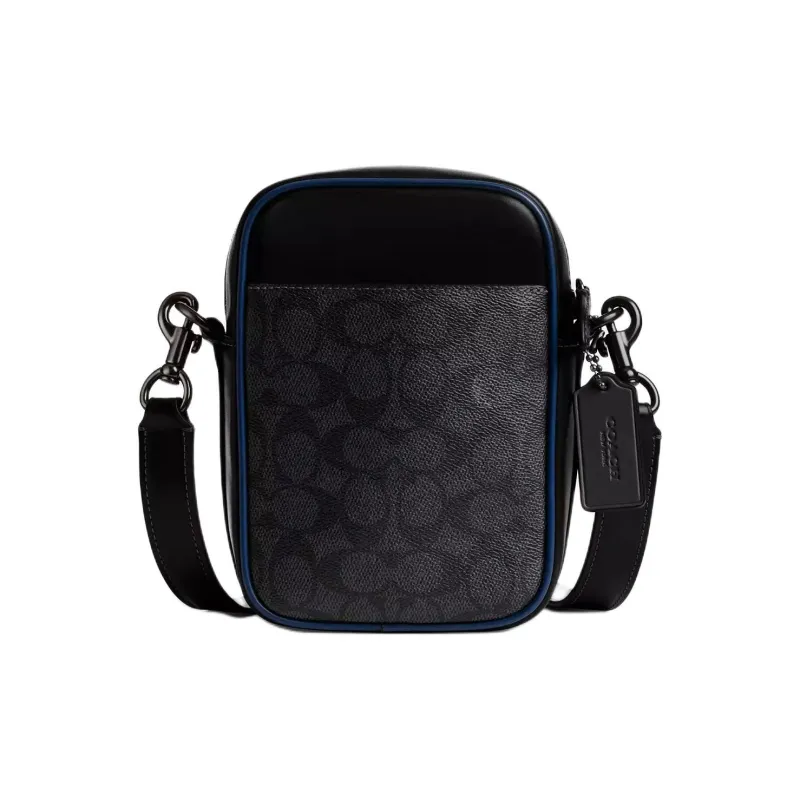 COACH Coated Canvas Shoulder Bag, Crossbody Bag Medium Size Men's Black-0