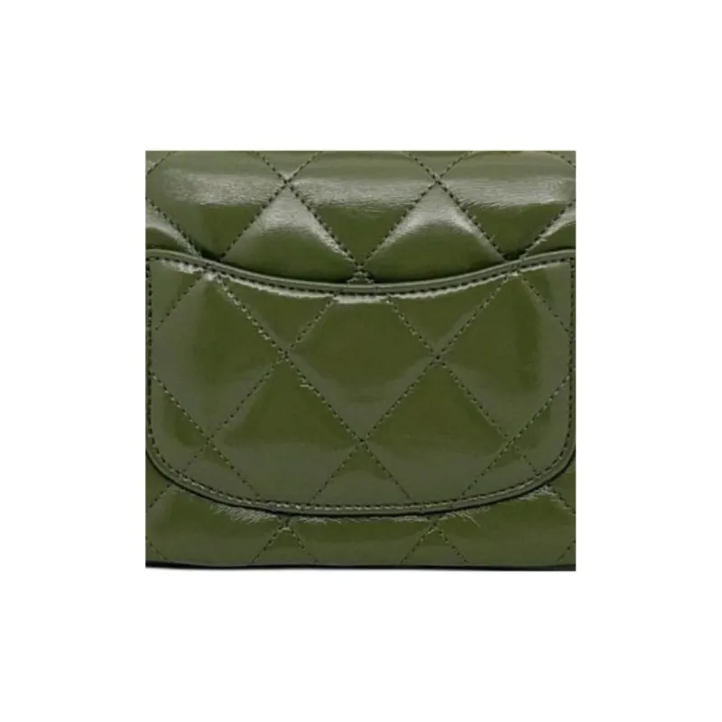 CHANEL Lambskin Portable Crossbody Bag, Shoulder Bag Mini Women's Green-4