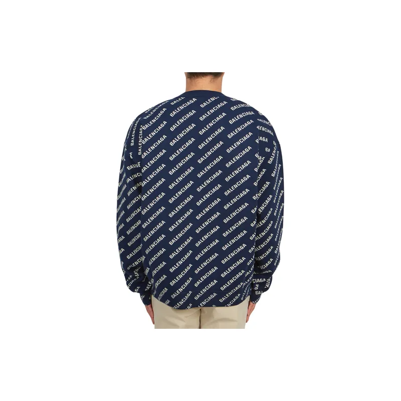 Balenciaga Allover Logo Printed Crewneck Knit Jumper-10
