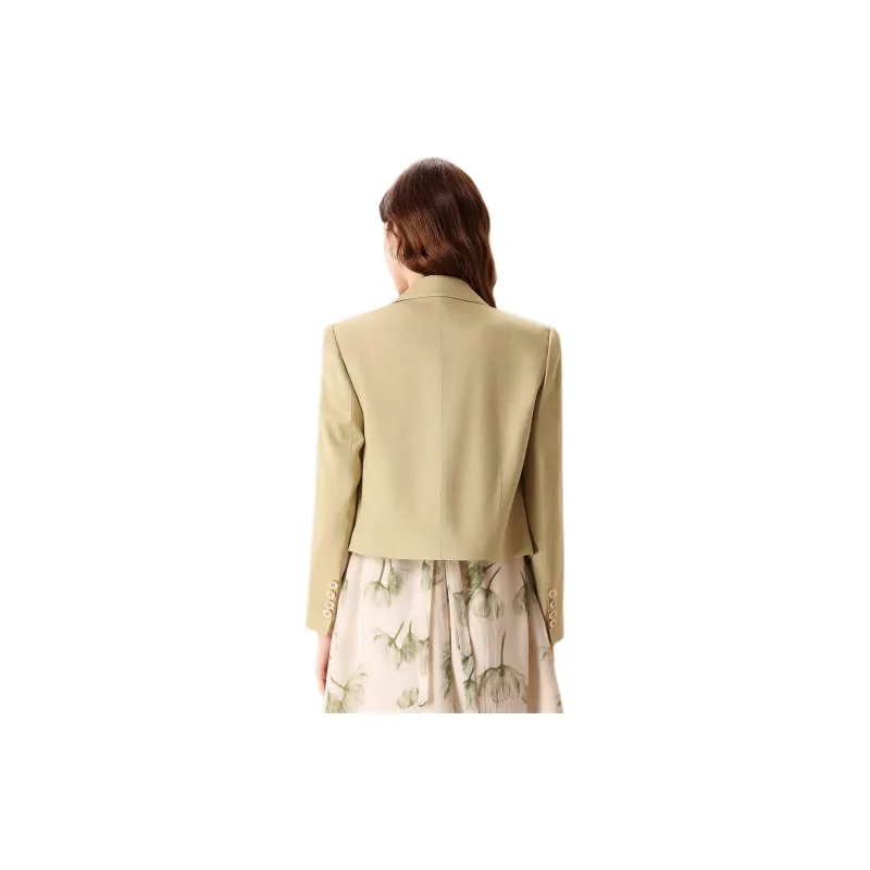 FENHONGMALI Business Suit Women's Mustard Green-0