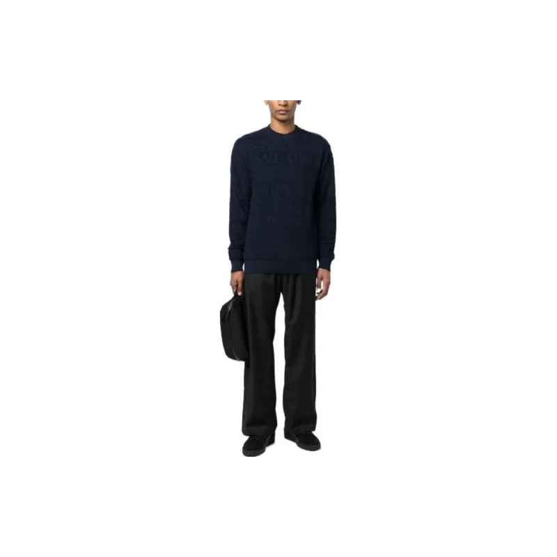 VERSACE Logo Jacquard Crewneck Sweater-1